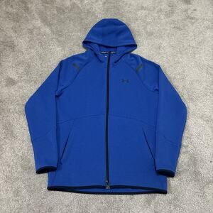 Under Armour Hoodie Mens Small Blue Unstoppable Knit Tech Hooded Sweatshirt